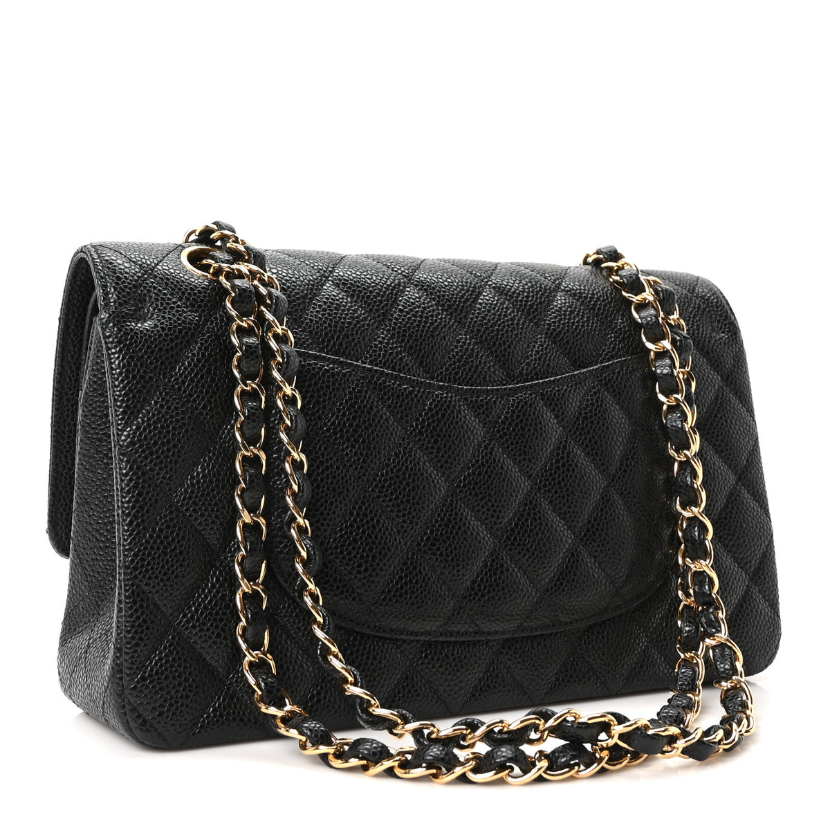 Caviar Quilted Medium Double Flap Black
