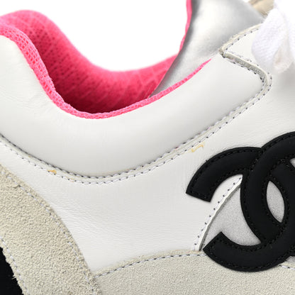 Chanel Calfskin Fabric Sneakers 40 White Silver Fluo Pink 12 of 14