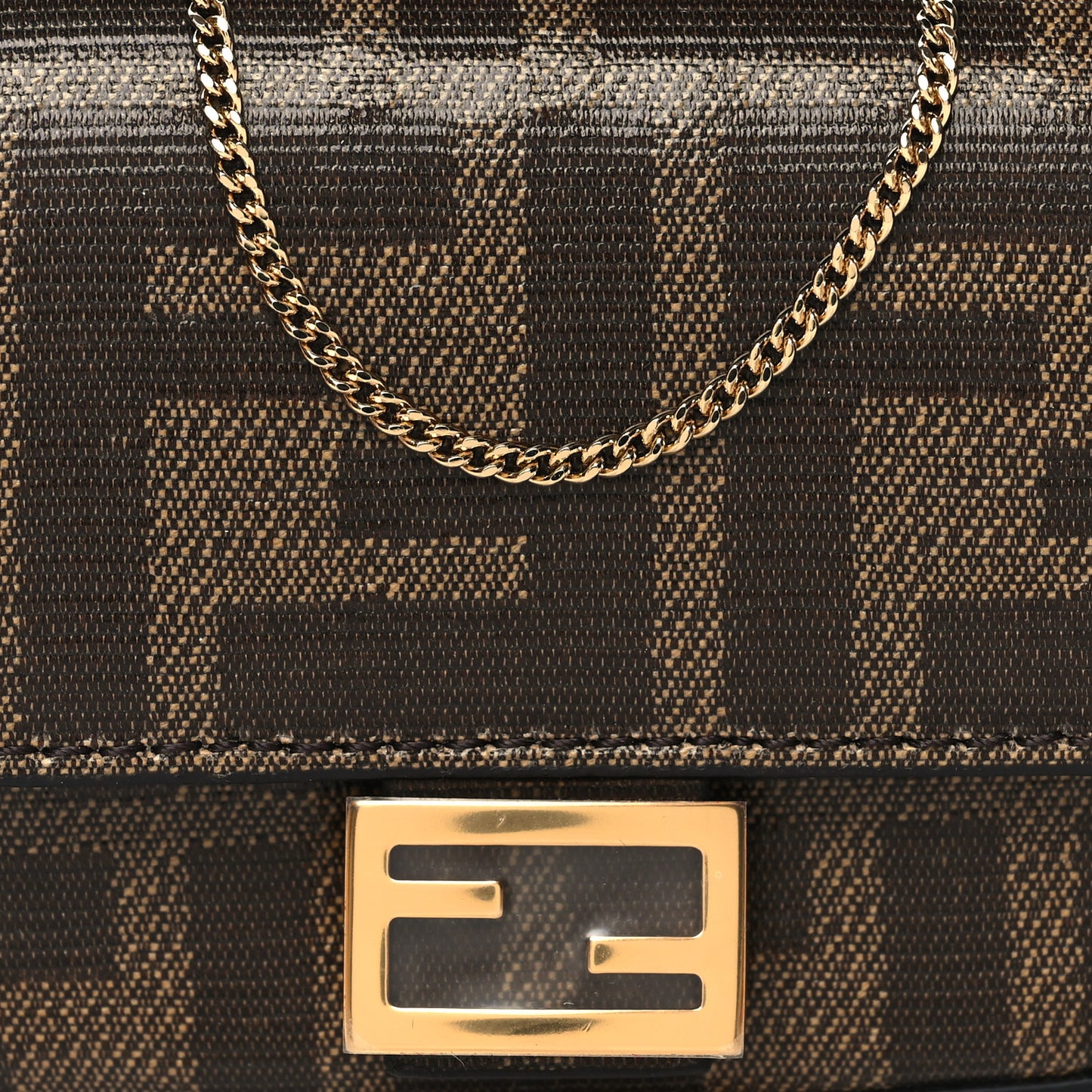 Glazed Fabric FF 1974 Nano Baguette Belt Charm Mogano Panna