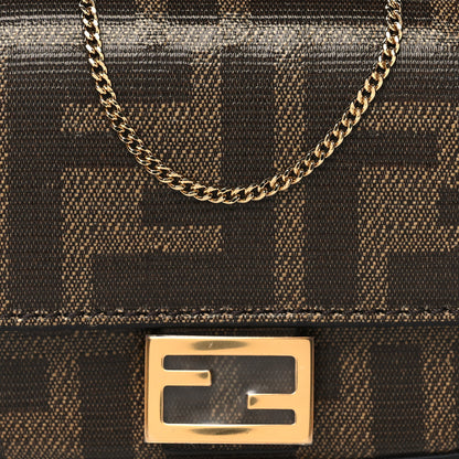 Fendi Glazed Fabric FF 1974 Nano Baguette Belt Charm Mogano Panna 8 of 11