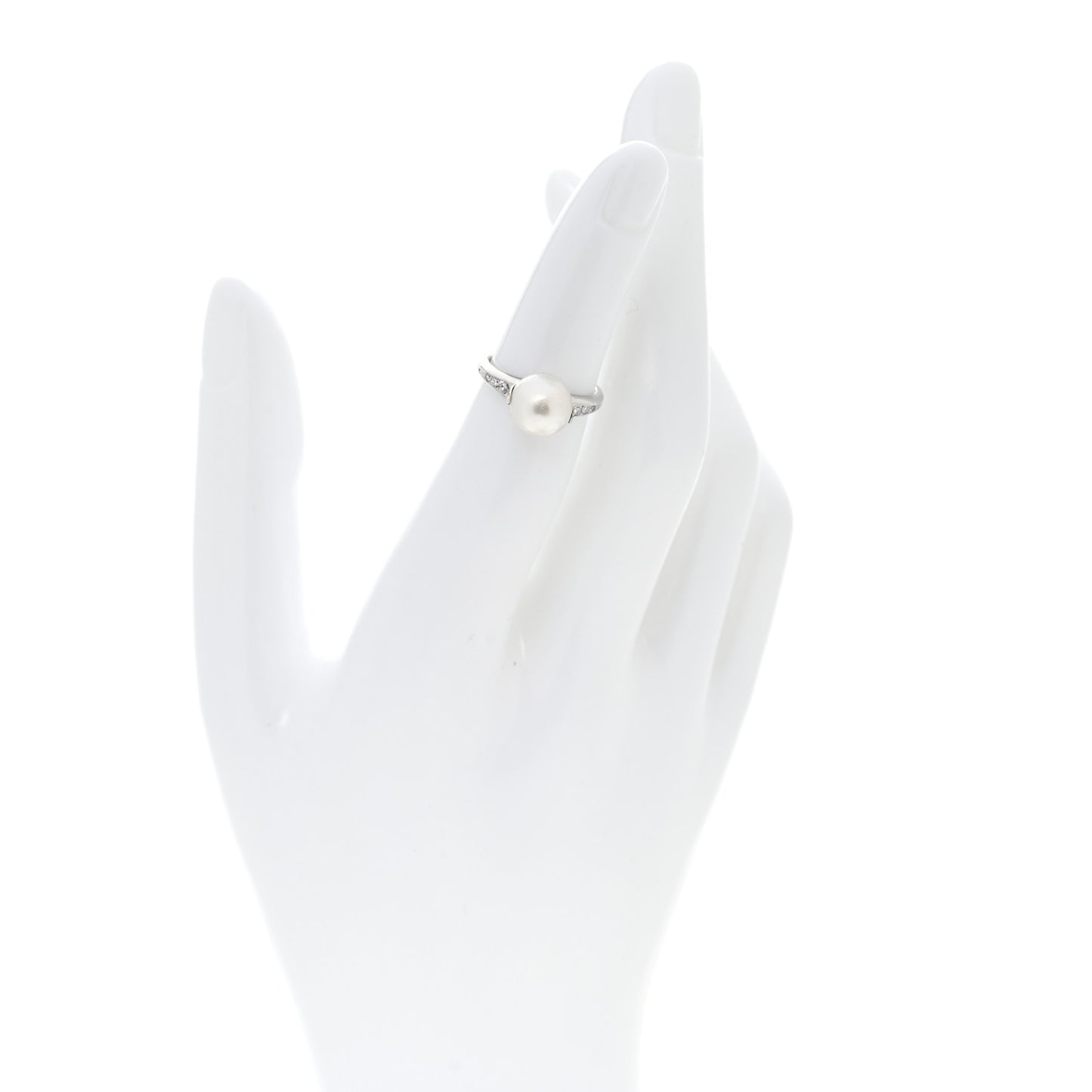 Platinum Diamond Cultured Pearl 8-8.5mm Milgrain Ring 46 3.75