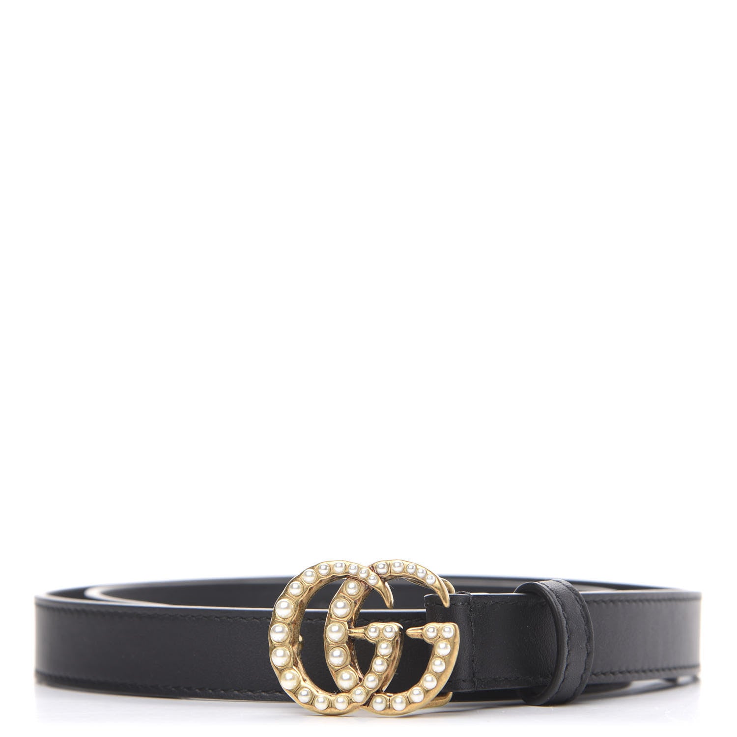 Gucci Calfskin Pearl Double G 20mm Belt 70 28 Black Cream 1 of 3