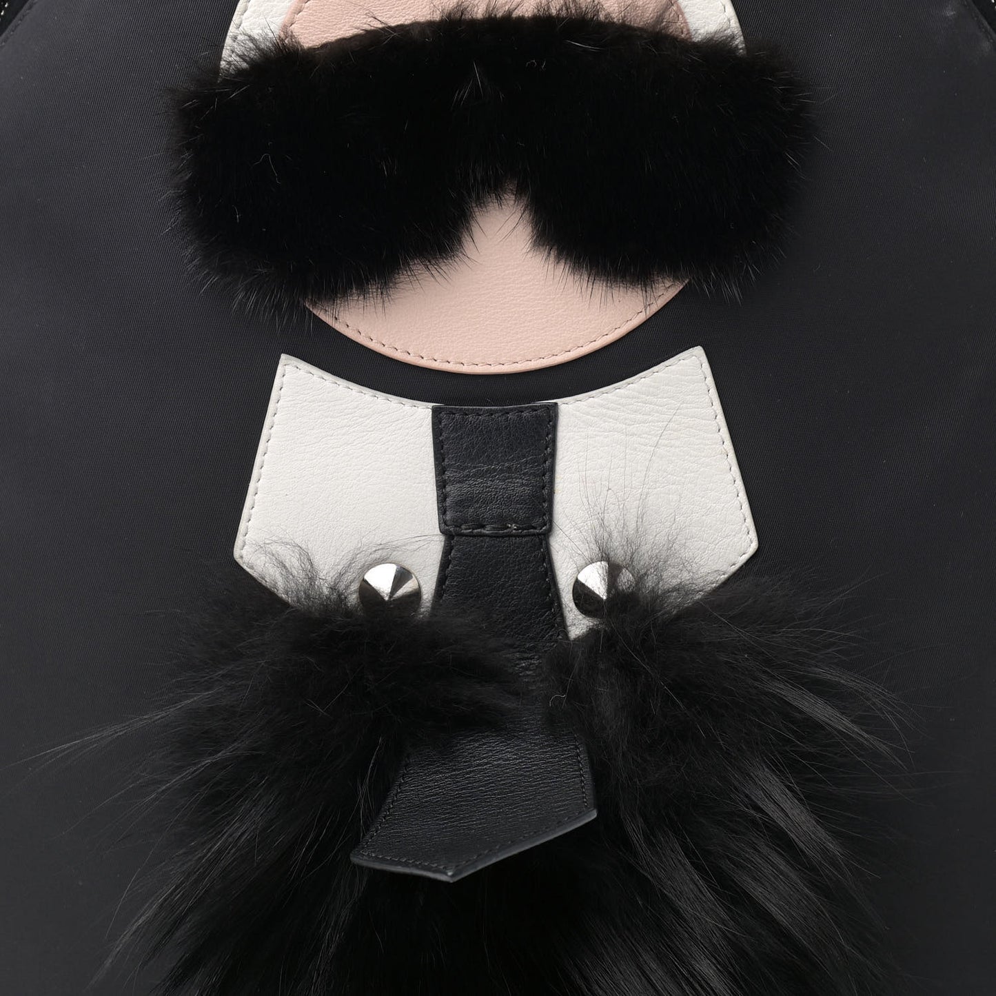 Nylon Vitello Century Mink Fox Goat Fur Studded Karlito Backpack Black Multicolor