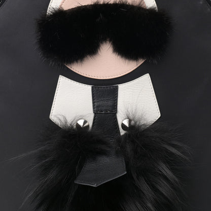 Fendi Nylon Vitello Century Mink Fox Goat Fur Studded Karlito Backpack Black Multicolor 9 of 17