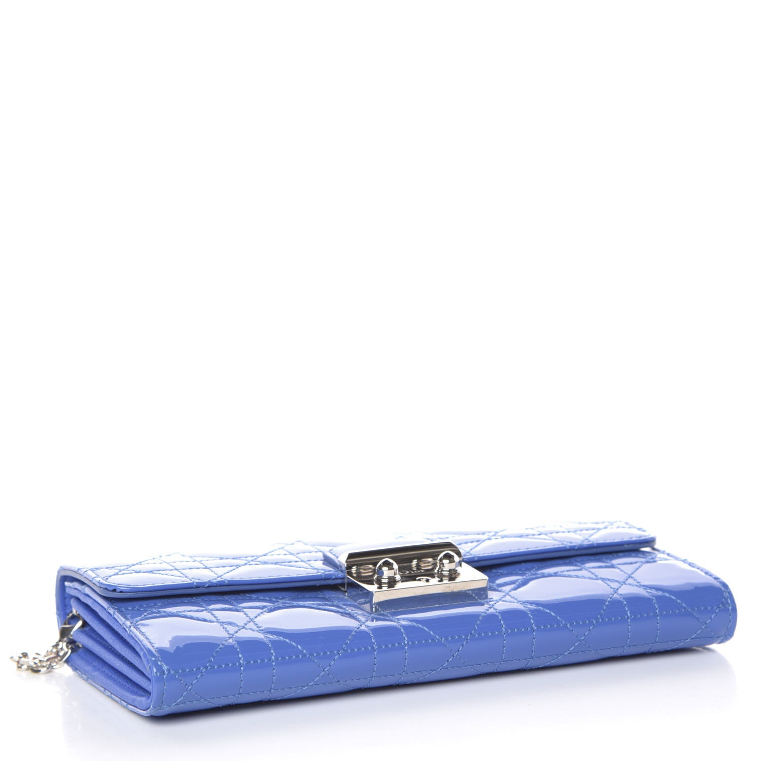 Christian Dior Patent Cannage Miss Dior Chain Wallet Blue 4 of 7