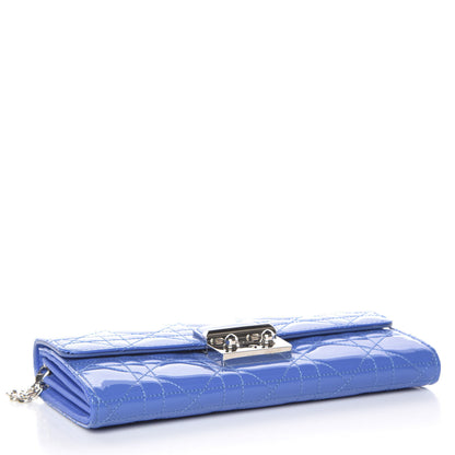 Christian Dior Patent Cannage Miss Dior Chain Wallet Blue 4 of 7