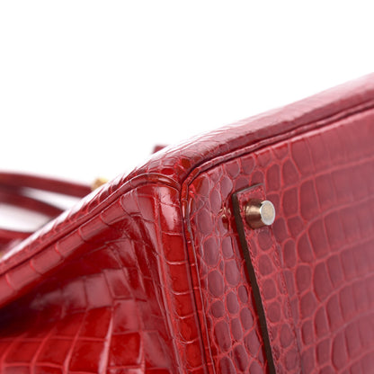 Hermes Shiny Porosus Crocodile Birkin 35 Braise 27 of 31