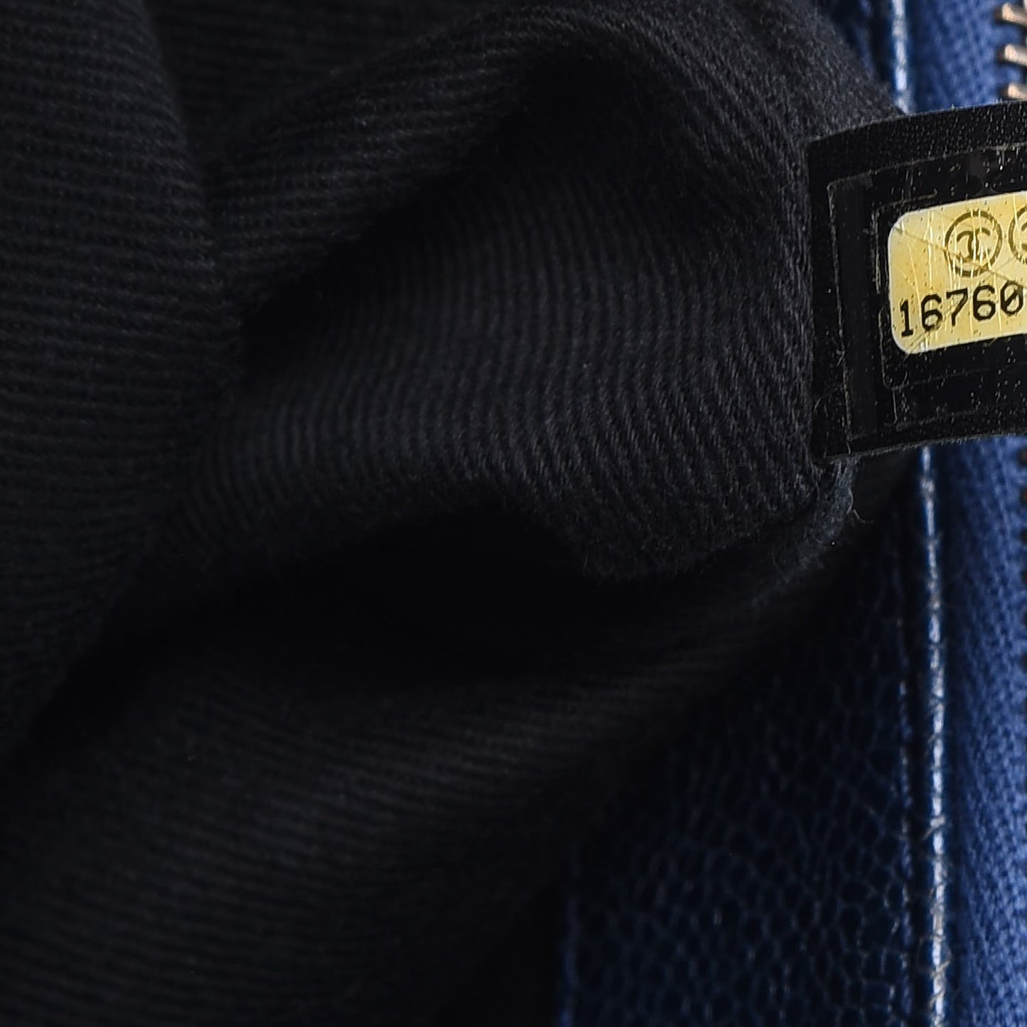 Iridescent Caviar Quilted Chic Shopping Tote Dark Blue