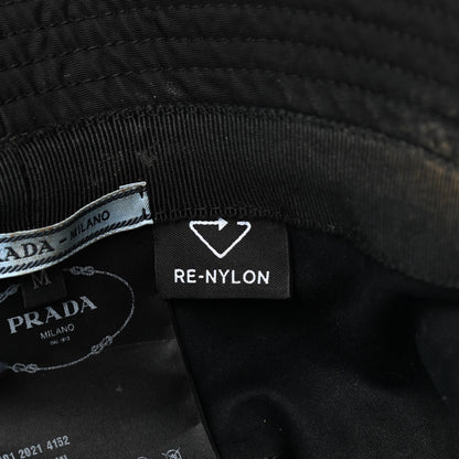 Prada Re-Nylon Metal Triangle Logo Womens Bucket Hat M Black 7 of 9