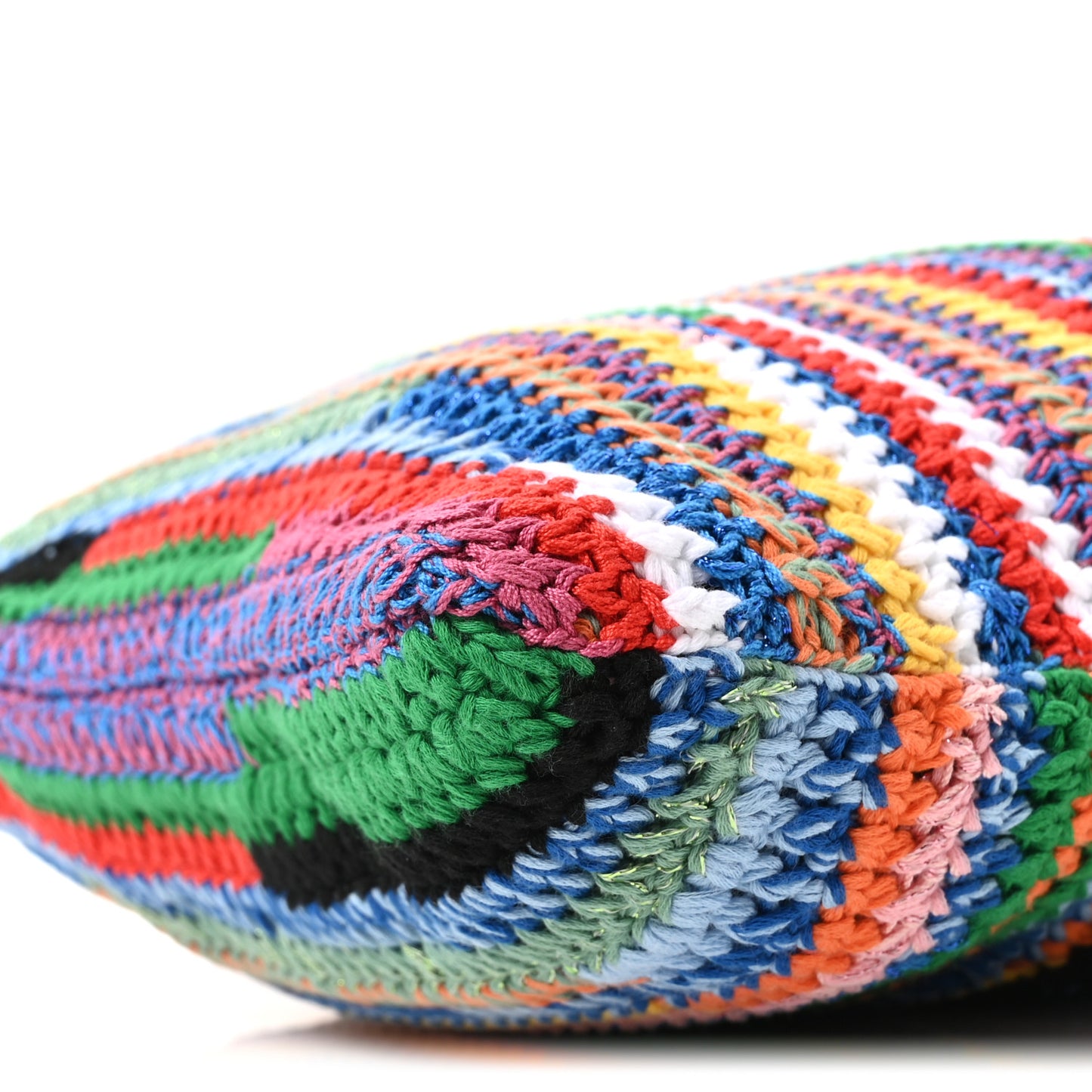 Cotton Crochet Stripe Vertical Tote Bag Multicolor