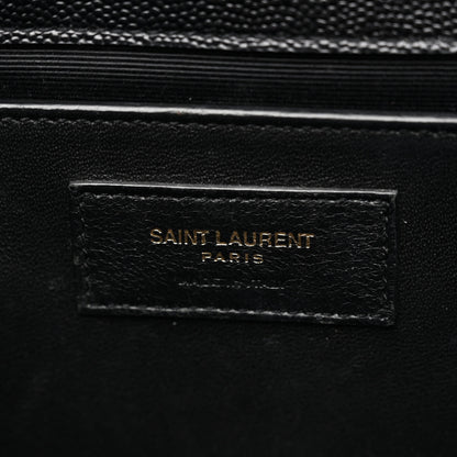 Saint Laurent Grain De Poudre Textured Mixed Matelasse Triquilt Medium Monogram Satchel Black 6 of 10
