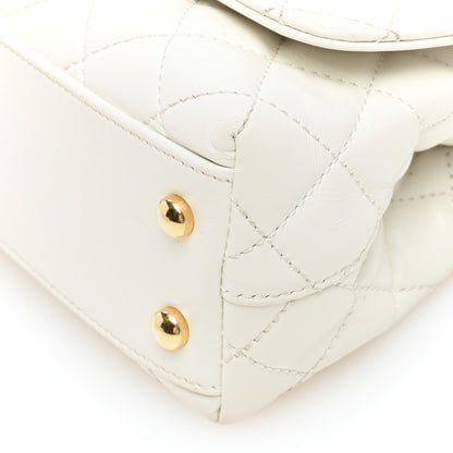 Chanel Shiny Calfskin Quilted Extra Mini Coco Chain Gold Handle Flap White 10 of 10