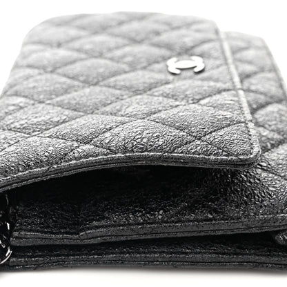 Chanel Crackled Calfskin Wallet On Chain WOC Black 12 of 12