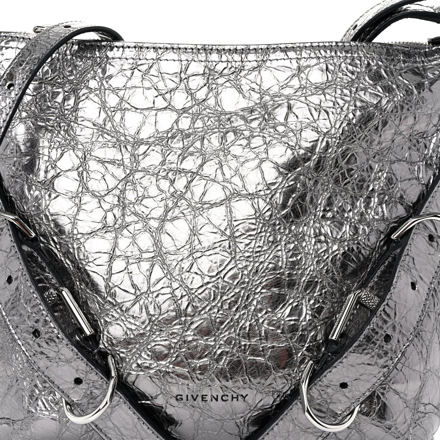 Givenchy Metallic Calfskin Small Voyou Bag Silver 8 of 10