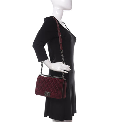 Chanel Velvet Tweed Quilted Medium Boy Flap Burgundy 2 of 11
