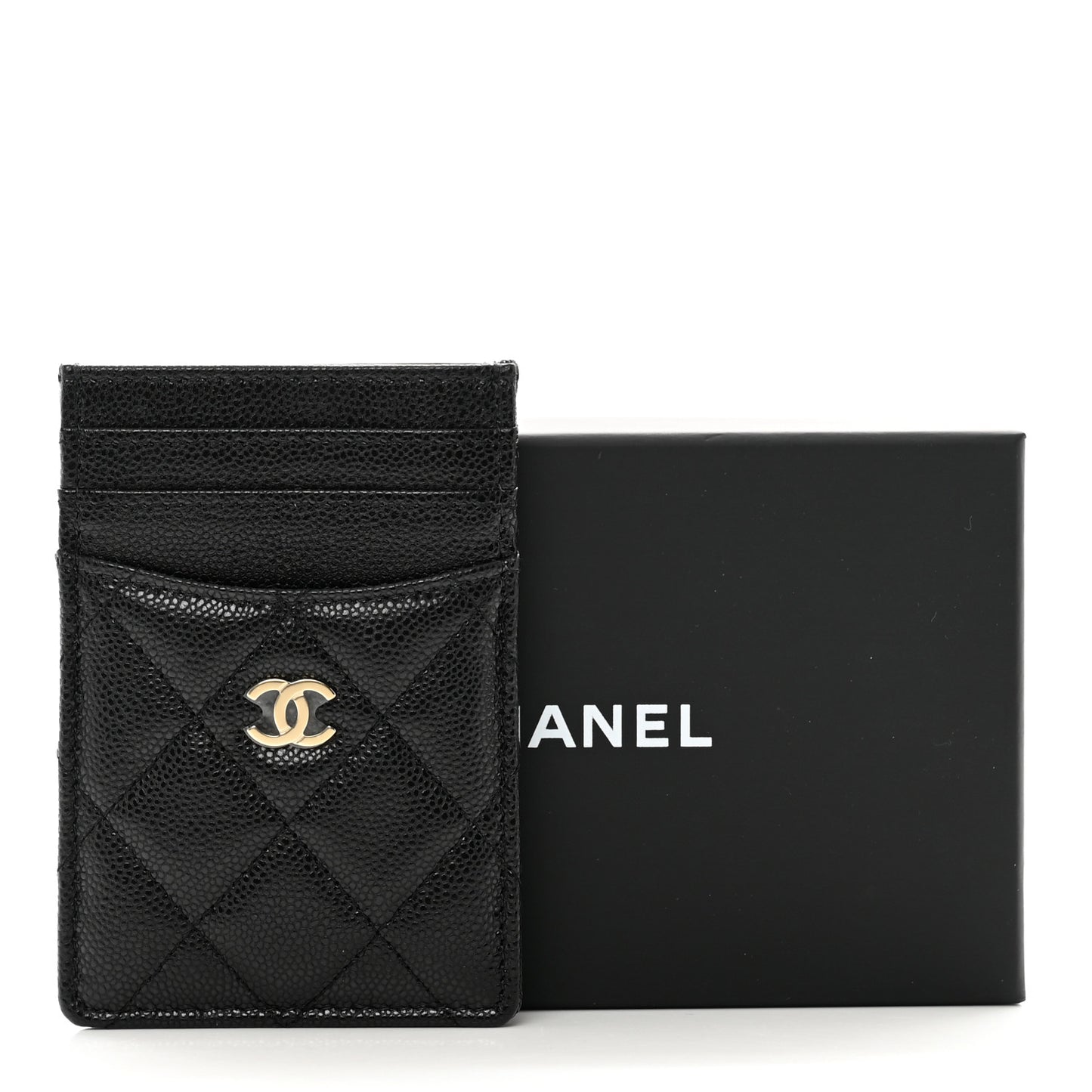 Caviar Quilted Card Holder Black