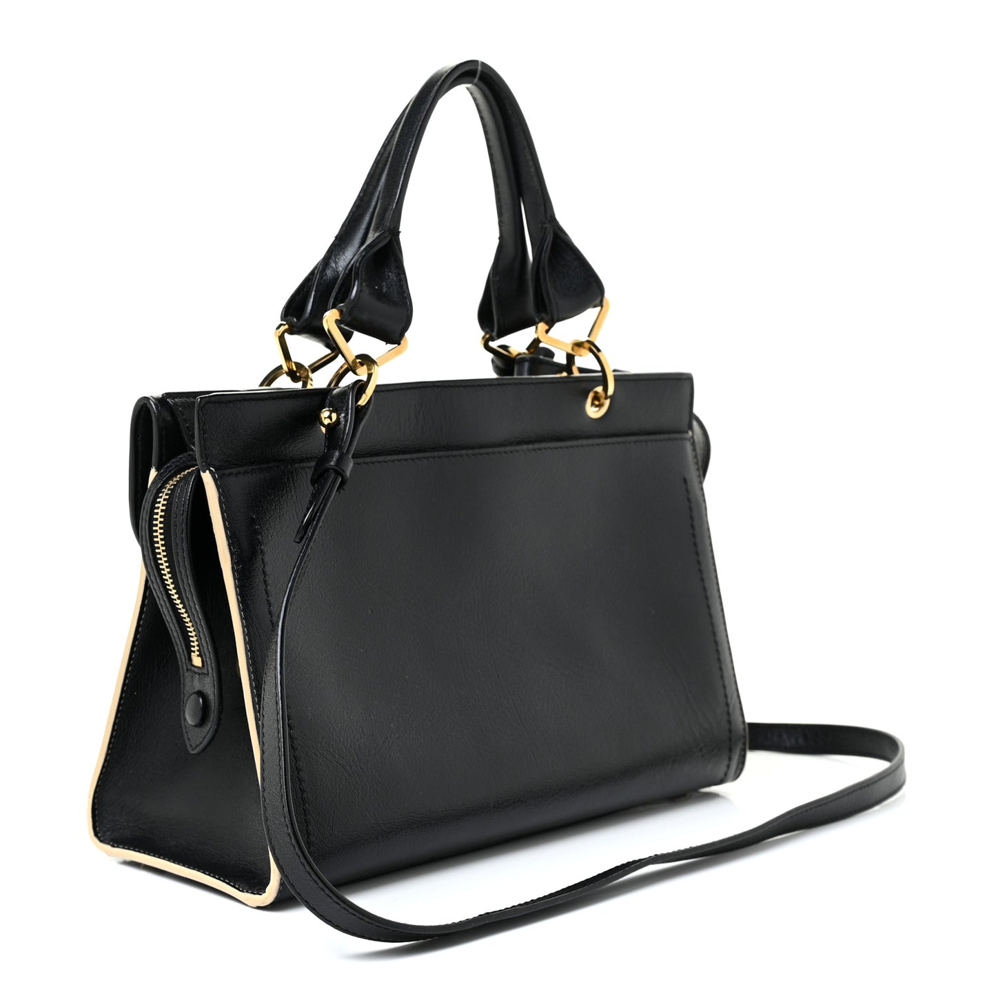 Textured Calfskin Satchel Black