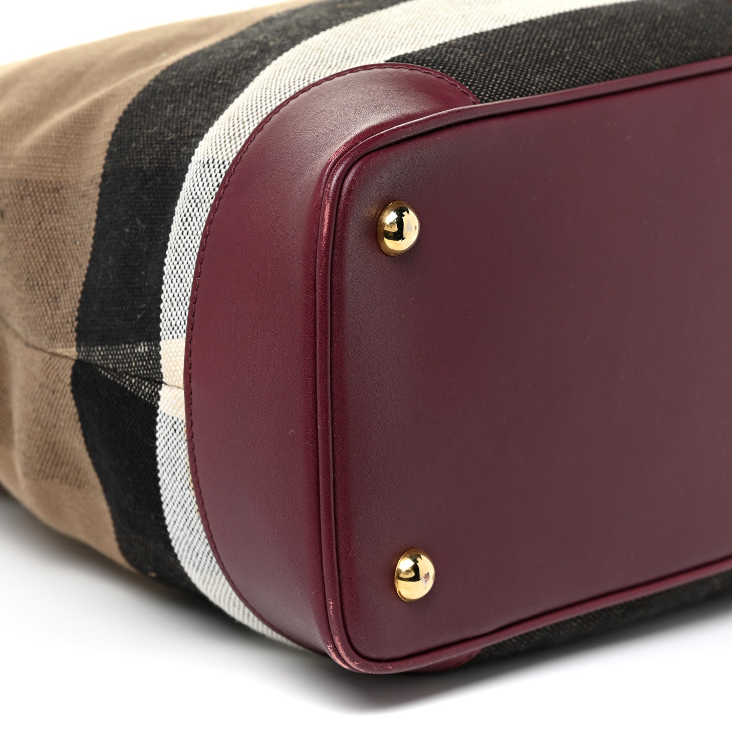 Burberry Canvas Mega Check Calfskin Medium Bloomsbury Saddle Burgundy 8 of 19