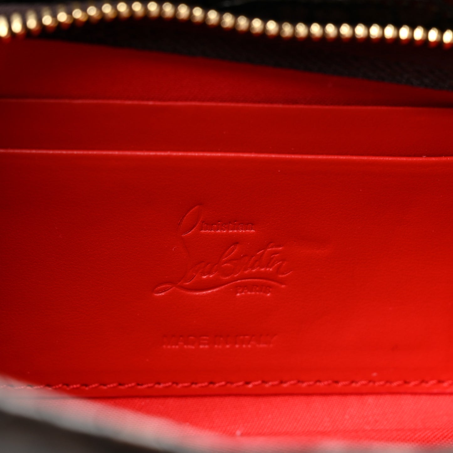 Loubitwist Crocodile Embossed Clutch Dark Brown