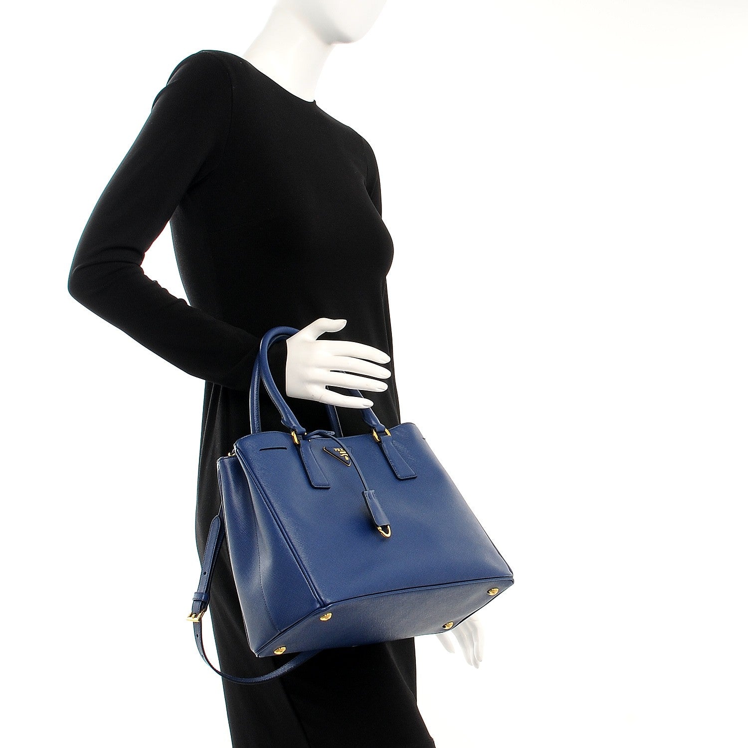 Prada Saffiano Lux Medium Tote Bluette 3 of 15