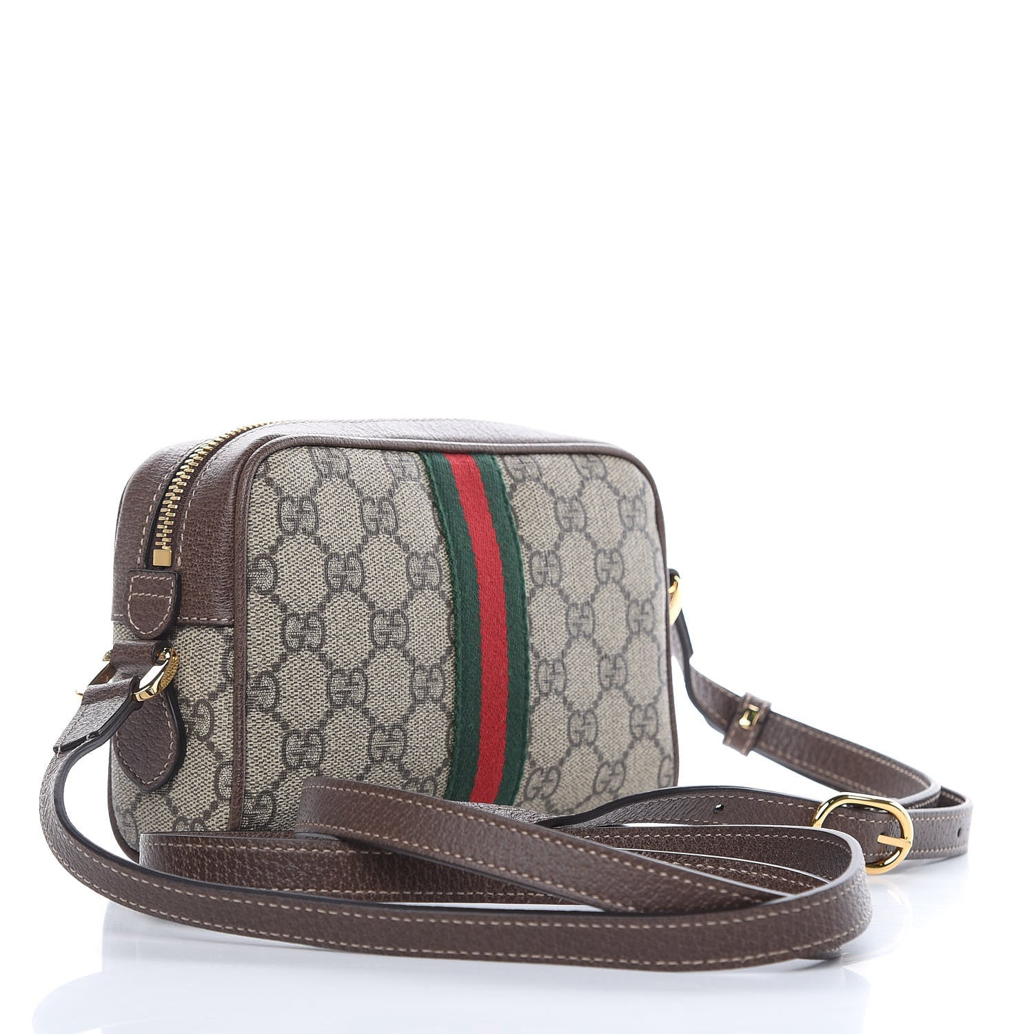 Gucci GG Supreme Monogram Web Mini Ophidia Shoulder Bag Brown 3 of 10