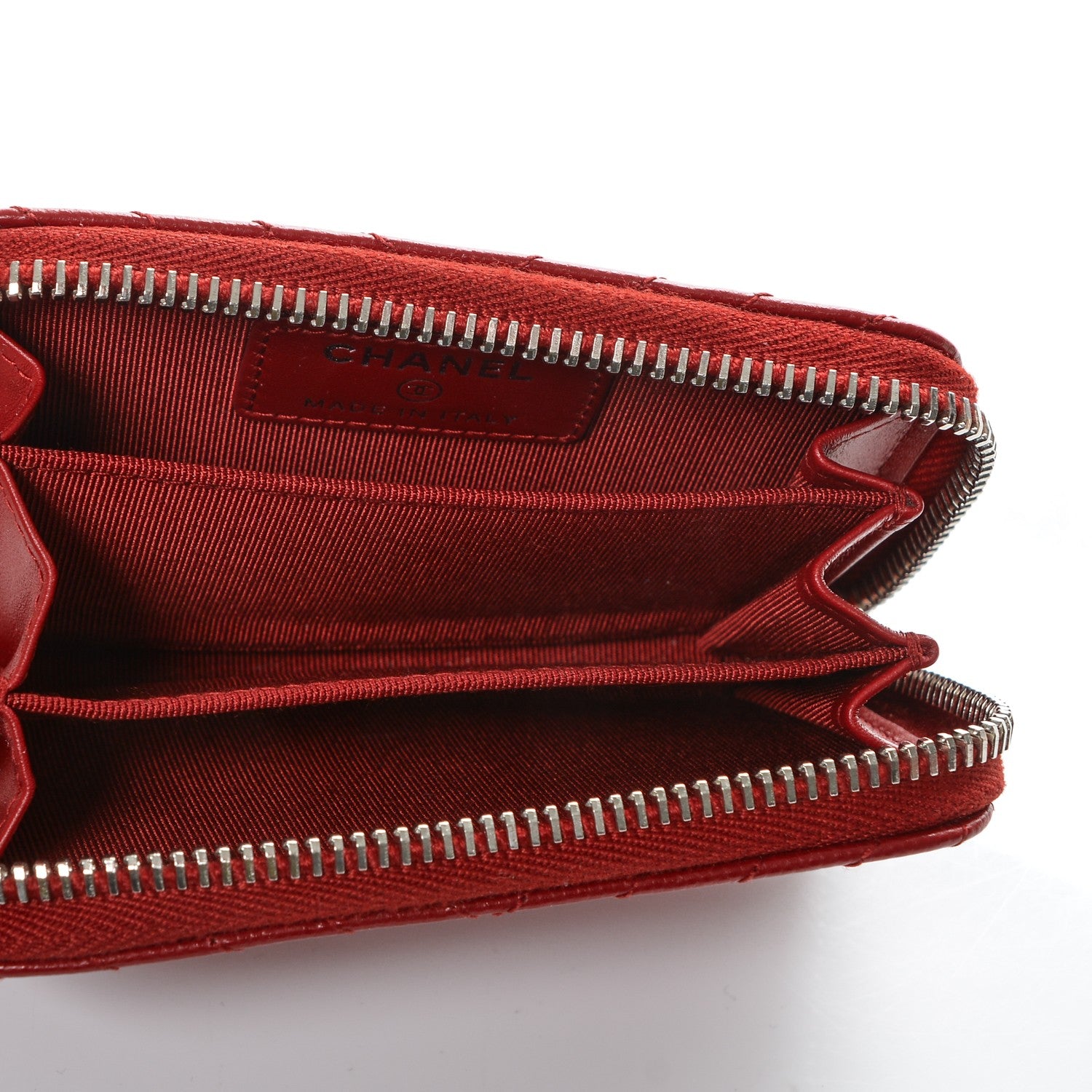 Chanel Caviar Chevron Quilted Zip Around Coin Purse Dark Red 5 of 7