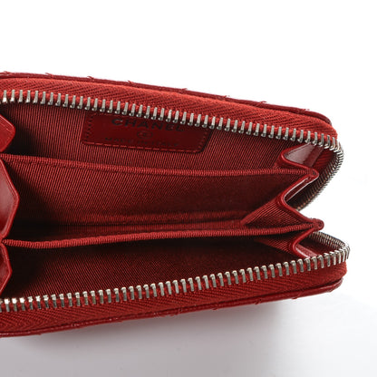 Chanel Caviar Chevron Quilted Zip Around Coin Purse Dark Red 5 of 7