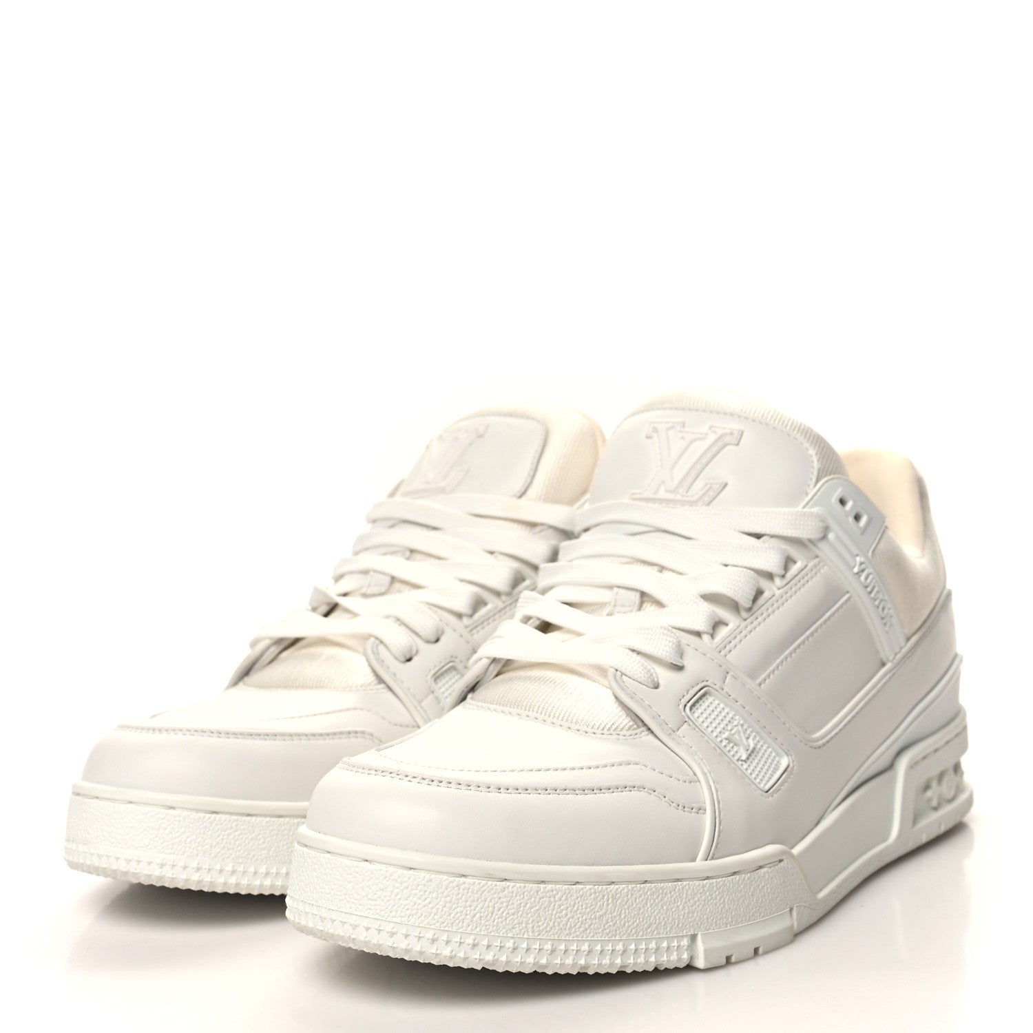 Louis Vuitton Calfskin Mens LV Trainer Sneakers 9.5 White 1491175