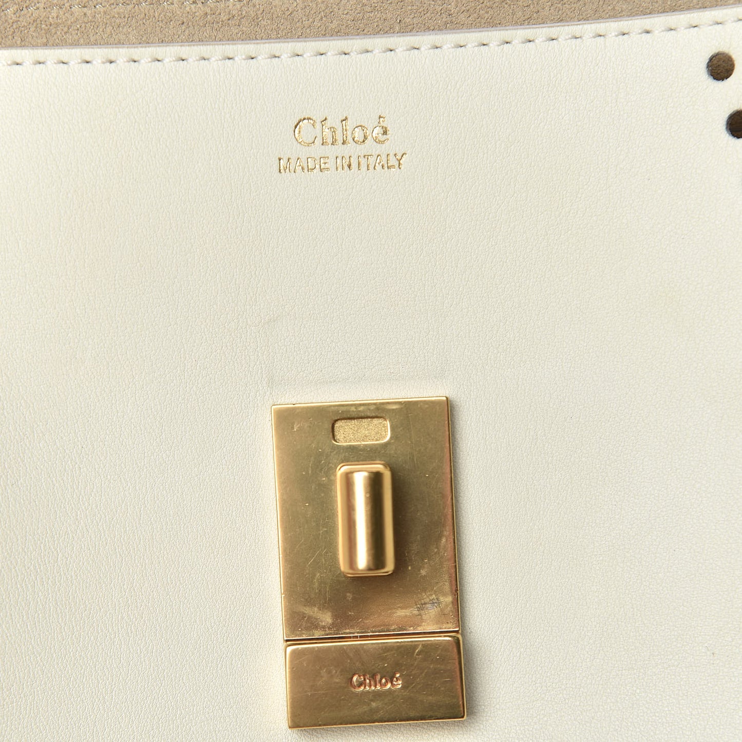 Calfskin Perforated Mini Drew Shoulder Bag White