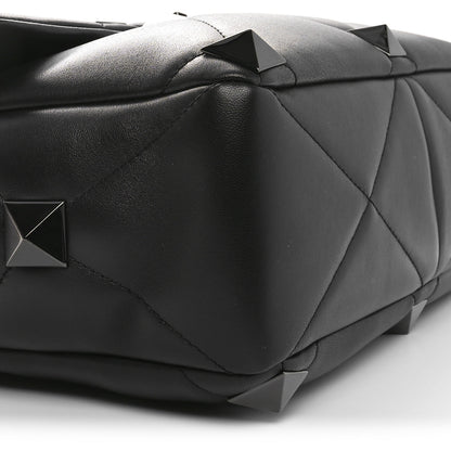 Valentino Garavani Nappa Monochrome Large Roman Stud Shoulder Bag Black 8 of 9