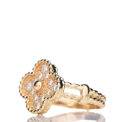 Van Cleef & Arpels 18K Yellow Gold Diamond Vintage Alhambra Ring 50 5.25 3 of 6
