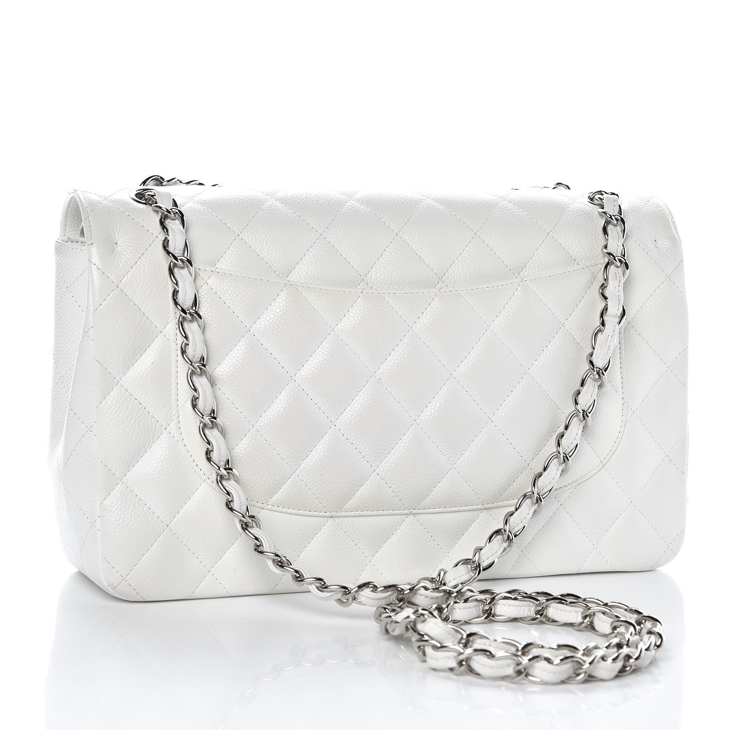 Chanel Caviar Quilted Jumbo Double Flap White 3 of 10