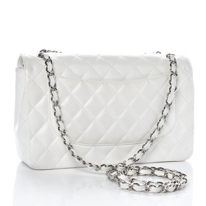 Chanel Caviar Quilted Jumbo Double Flap White 3 of 10