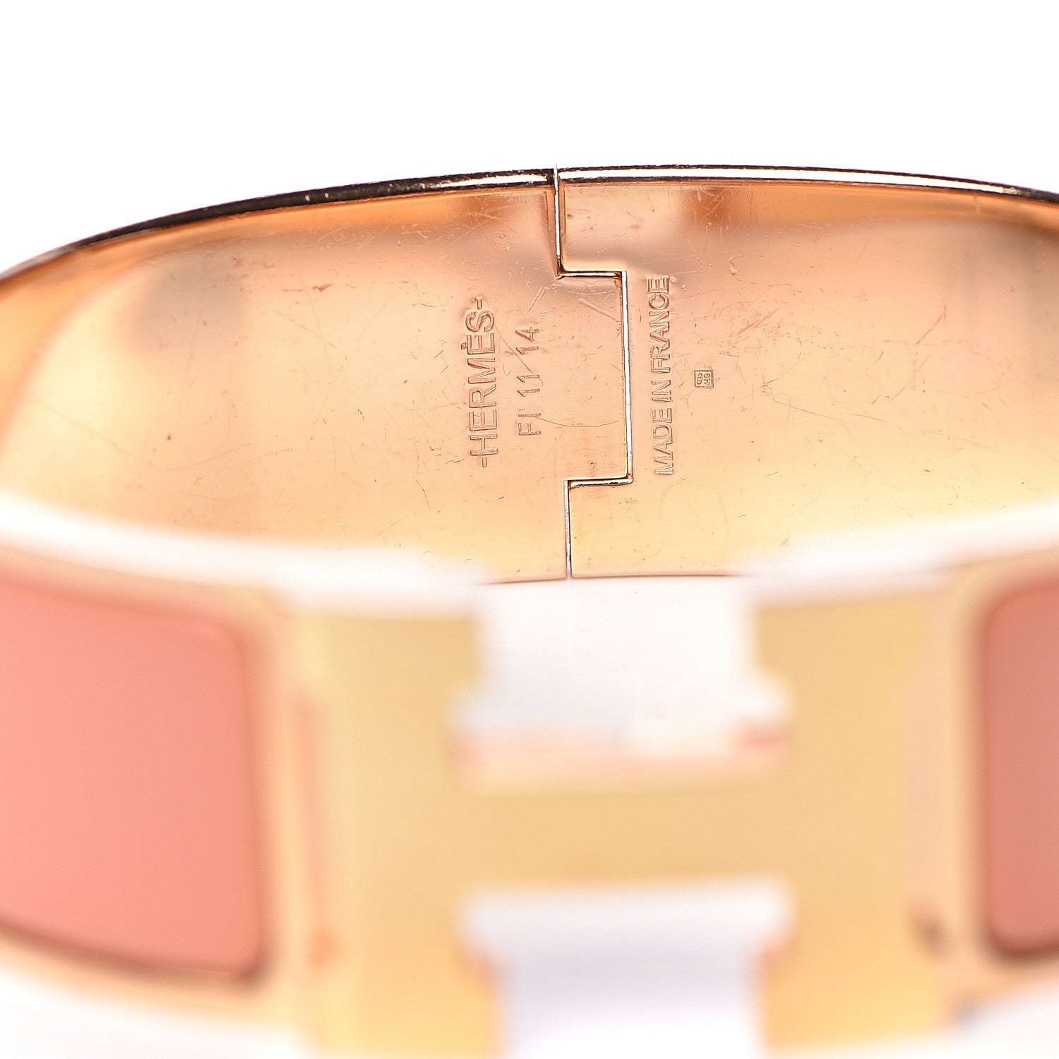 Hermes Enamel Wide Clic Clac H Bracelet GM Rose Saumon 4 of 6
