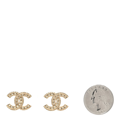 Chanel Crystal Timeless CC Earrings Light Gold 2 of 5