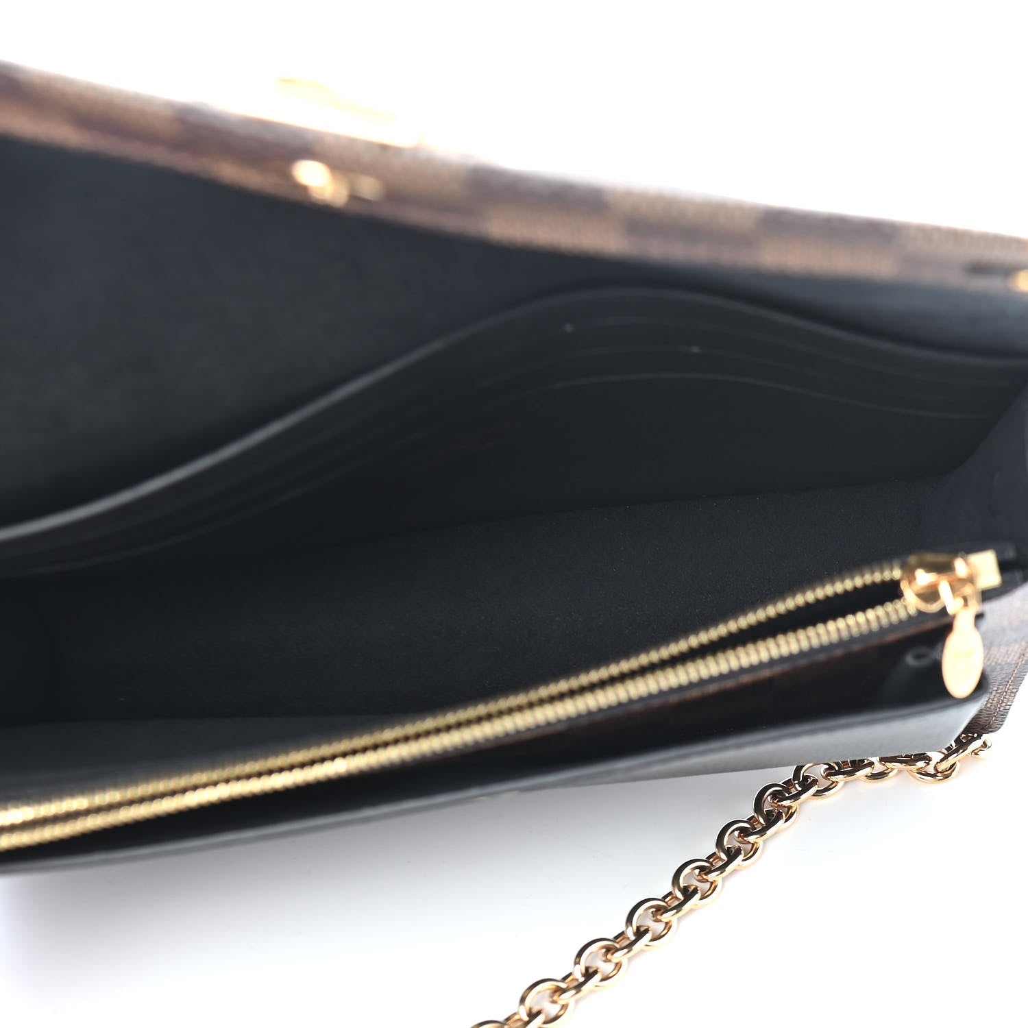 Louis Vuitton Damier Ebene Vavin Chain Wallet Black 5 of 8