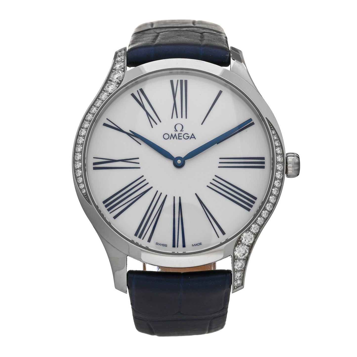Stainless Steel Alligator Diamond Bezel 39mm De Ville Tresor Quartz Watch 428.18.39.60.04.001