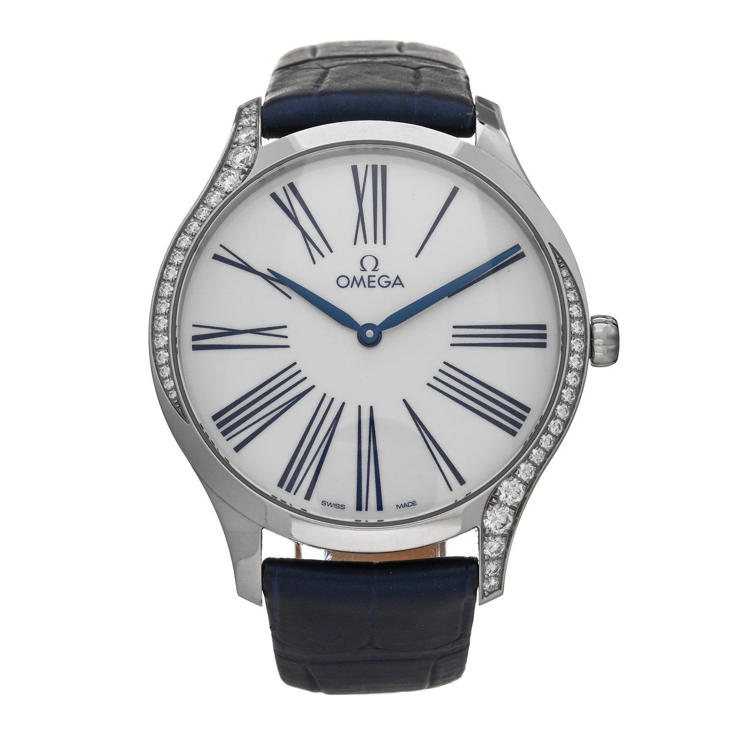 Omega Stainless Steel Alligator Diamond Bezel 39mm De Ville Tresor Quartz Watch 428.18.39.60.04.001 1 of 4