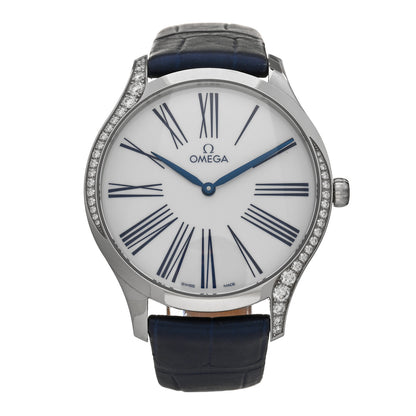 Omega Stainless Steel Alligator Diamond Bezel 39mm De Ville Tresor Quartz Watch 428.18.39.60.04.001 1 of 4