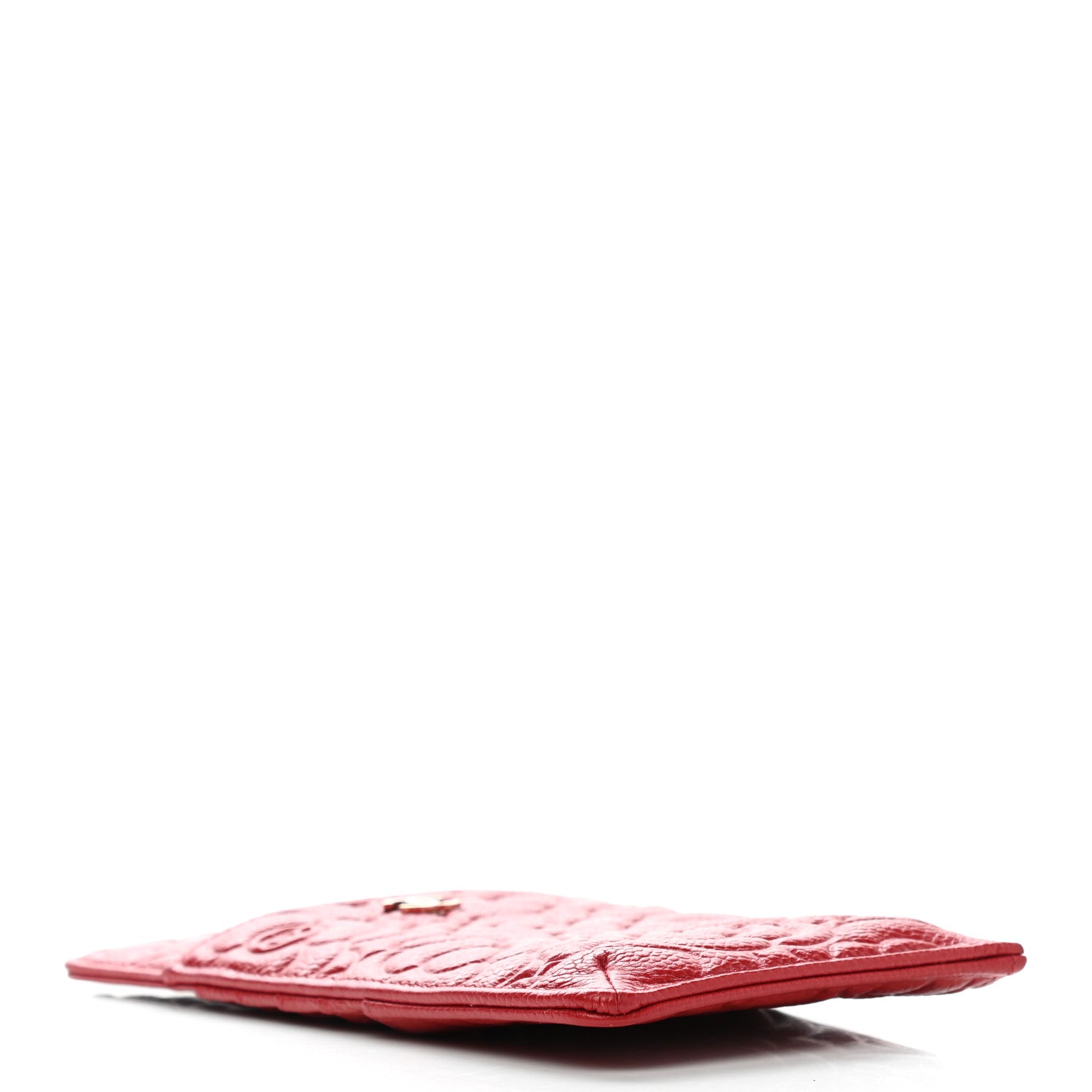 Chanel Caviar Camellia Embossed Classic Flat Wallet Pouch Red 4 of 8