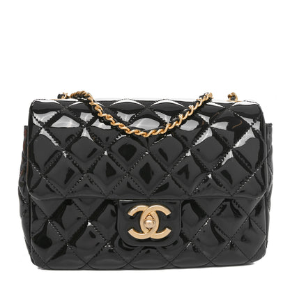 Chanel Patent Enamel Quilted Small Coco Hearts Square Flap Black 1 of 10
