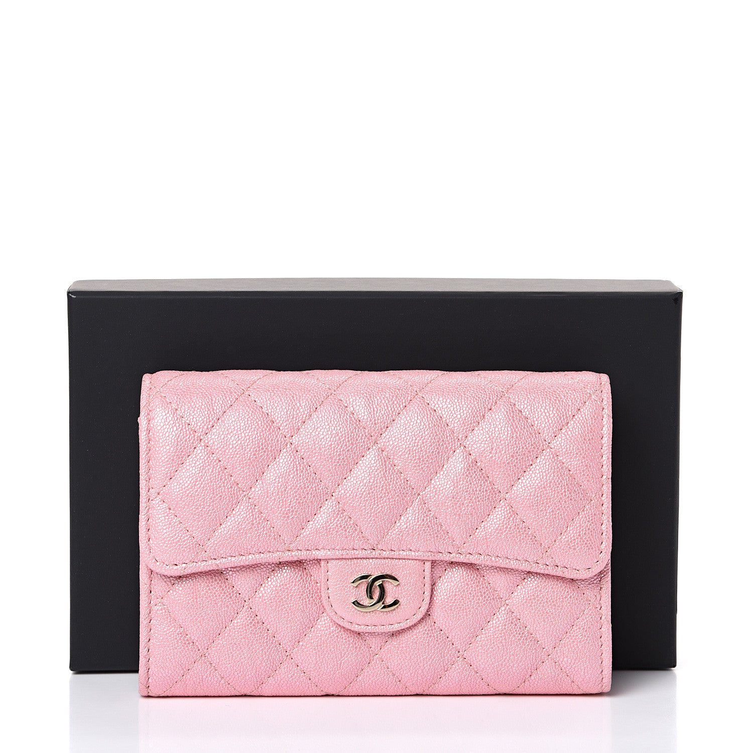 Chanel Iridescent Caviar Quilted Medium Flap Wallet Rose Pink 8 of 8