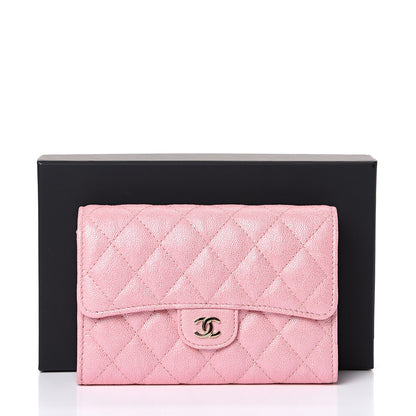 Chanel Iridescent Caviar Quilted Medium Flap Wallet Rose Pink 8 of 8