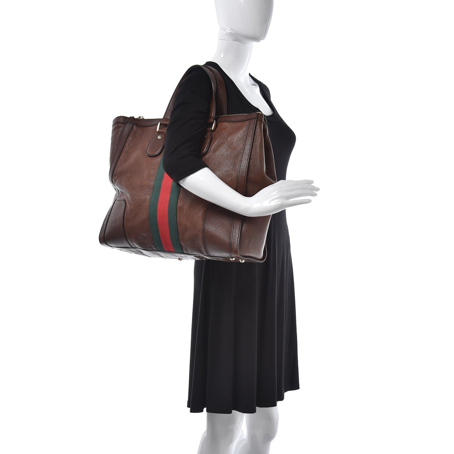 Calfskin Web Large Seventies Tote Brown