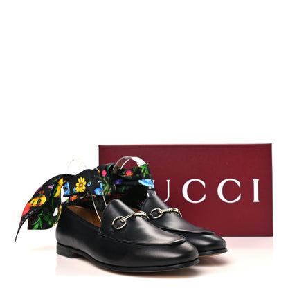 Gucci Betis Glamour Calfskin Silk Womens Jordaan Loafers 38 Black Multicolor 10 of 10