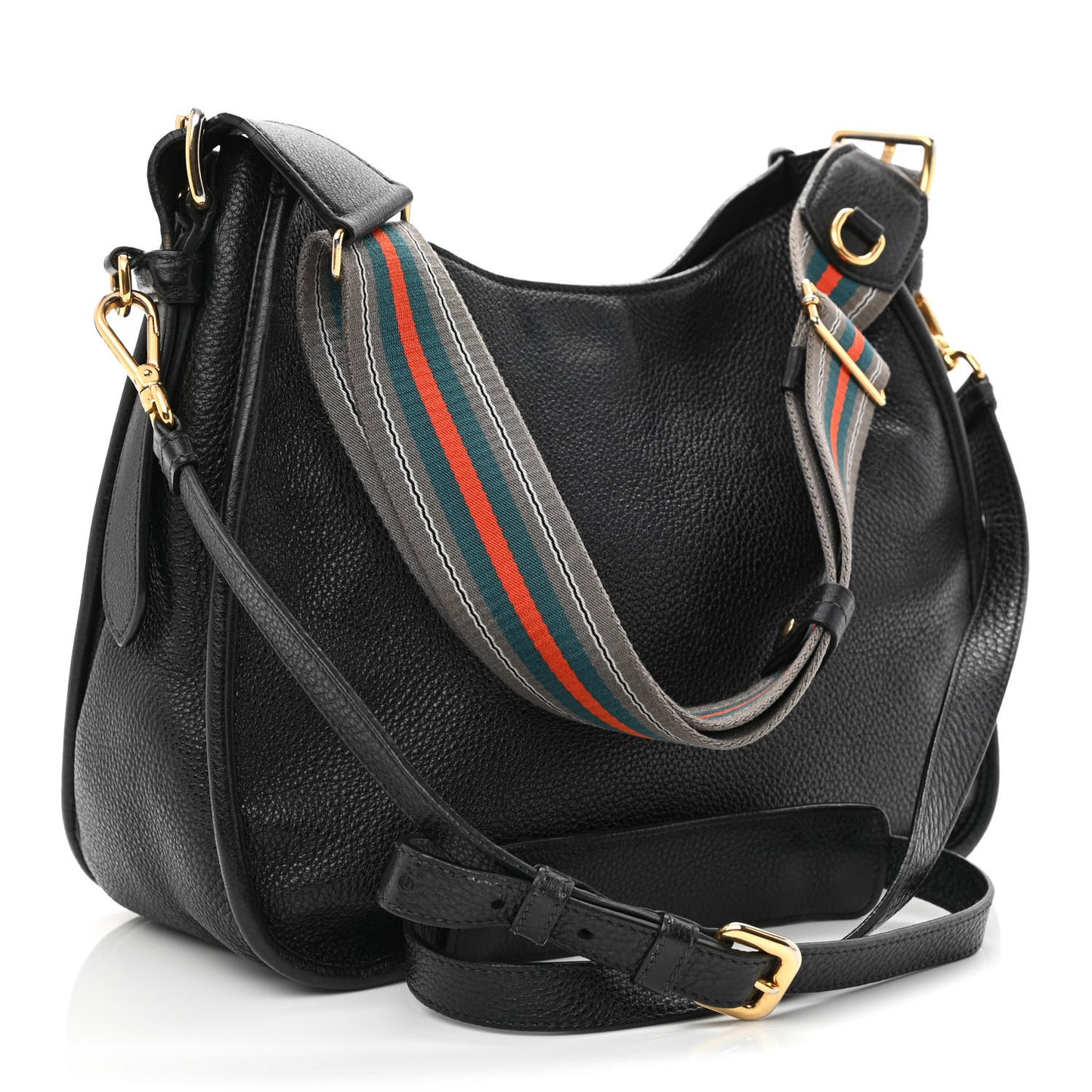 Vitello Daino Zippered Messenger Hobo Black