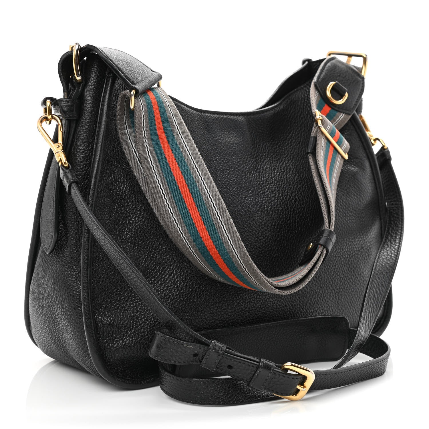 Prada Vitello Daino Zippered Messenger Hobo Black 3 of 16