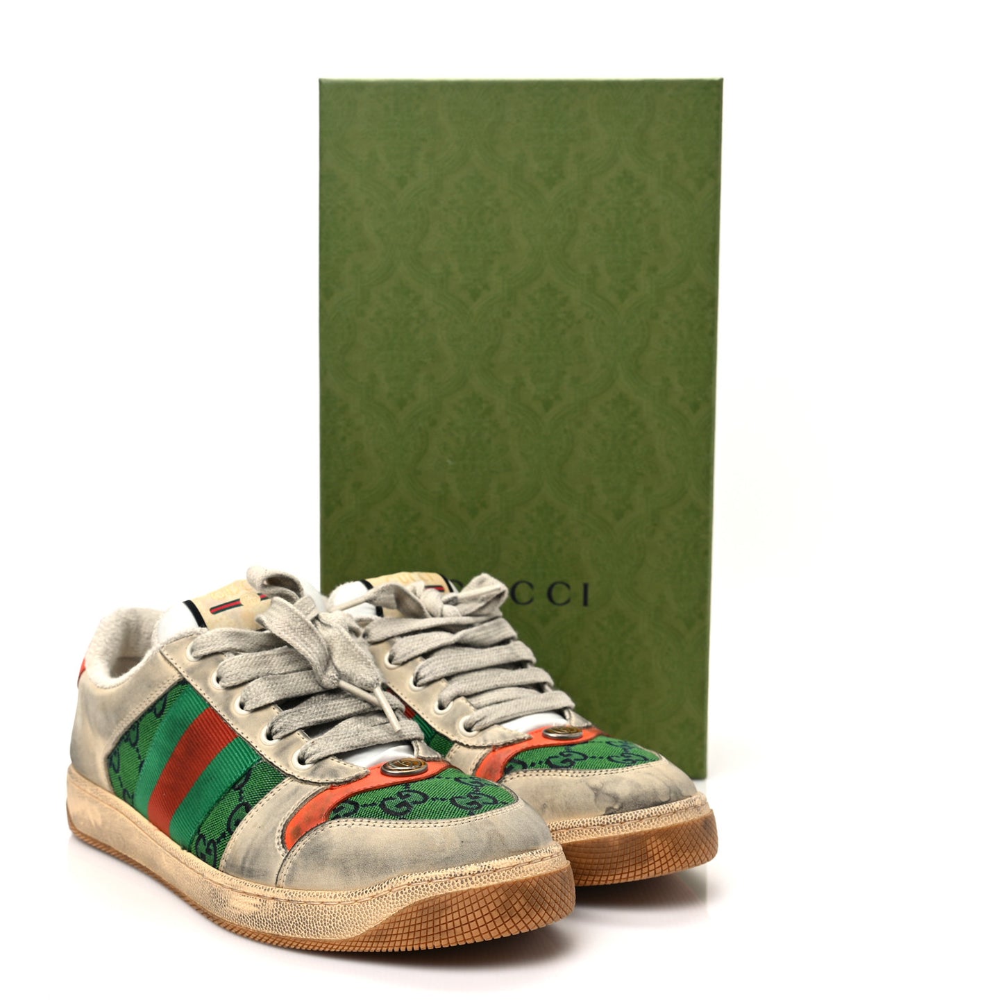 Nubuck Monogram Web Mens Screener Sneakers 7.5 New Sand Vintage Green Dusty Orange