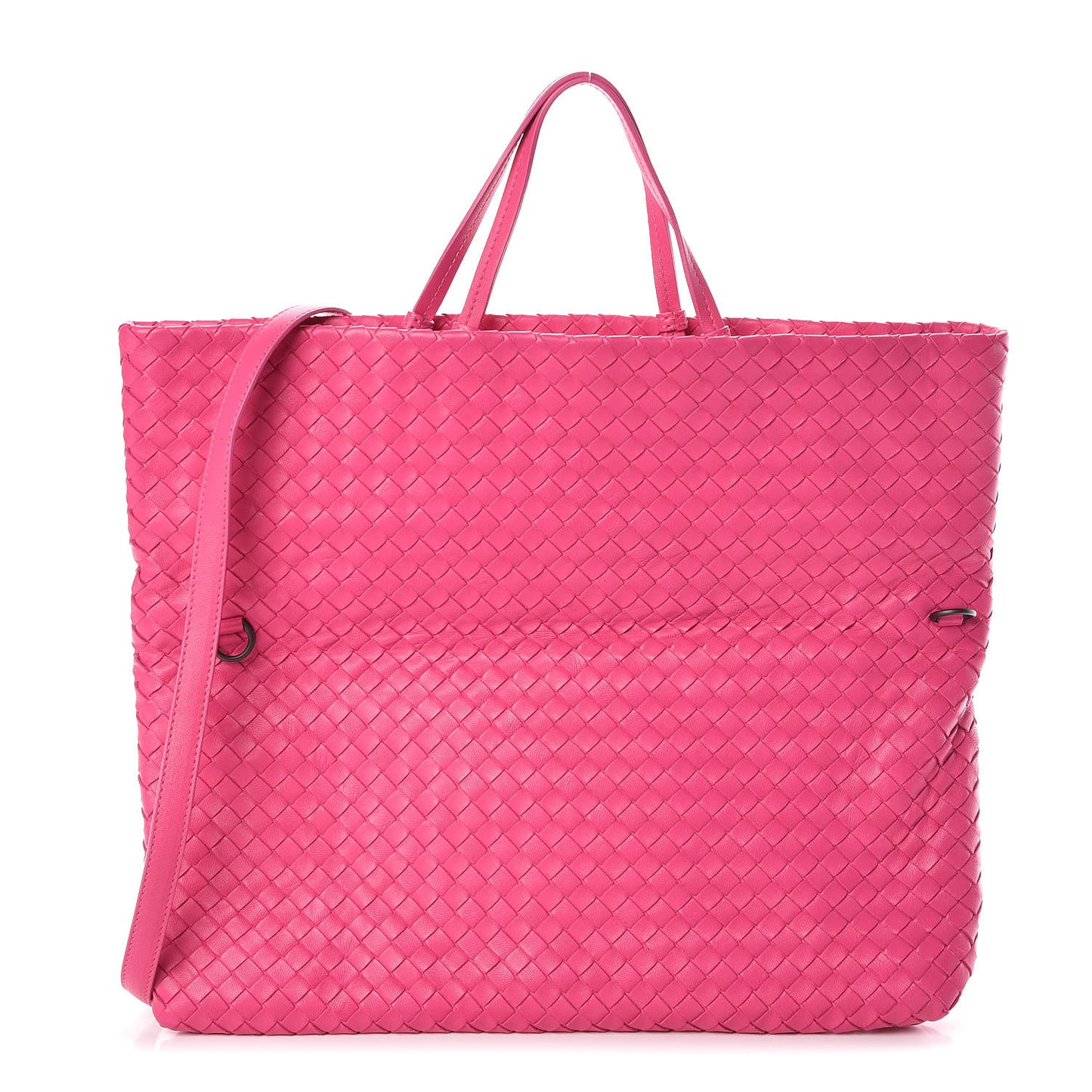 Nappa Intrecciato Fold Over Tote Rosa Shock