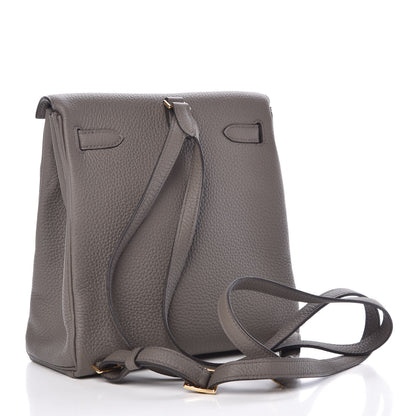 Hermes Taurillon Clemence Kelly Ado Backpack Etain 3 of 26